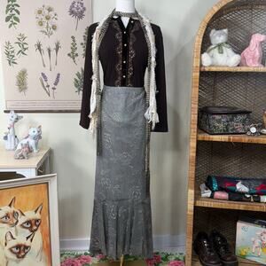 Vintage 90s Y2k Floral Mesh Maxi Skirt Whimsigoth Fairy Forest Nymphette L